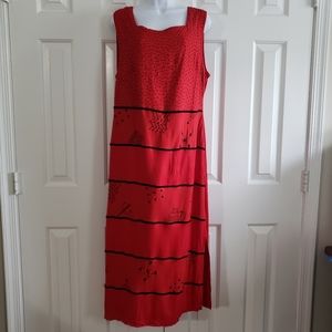 Molato Womens Vtg Midi Sun Dress 16 Beaded Square Neck Relaxed Stripe L Artsy